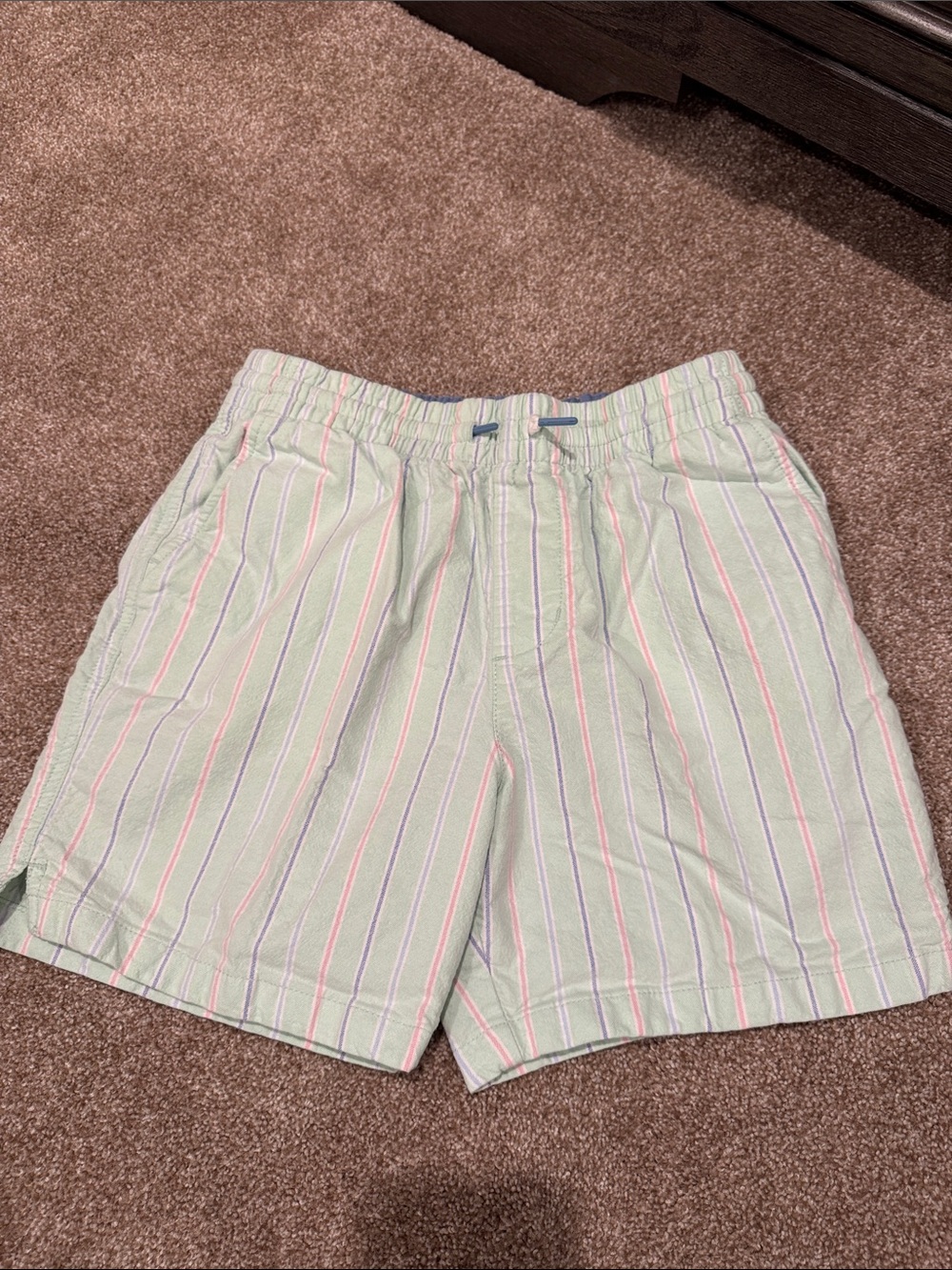 Vineyard Vines Pastel Striped Kids Shorts - Light Mint with Pink & Blue Stripes